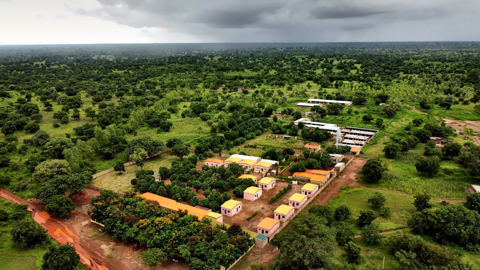 Vue aérienne du site et de la savane